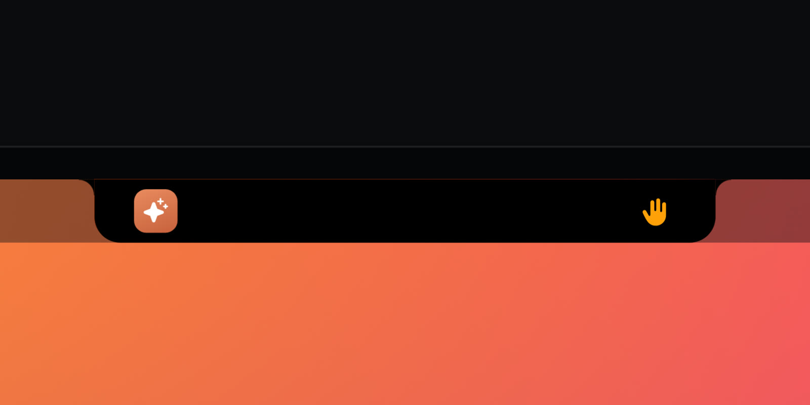 The closed notch with Claude's icon on the left and a raised hand on the right, meaning Claude Code needs permission